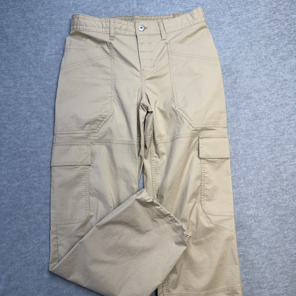 Prana Pants Women 4 Beige Palisades Ripstop Utility Cargo Elastic Waist Hike NEW - Picture 2 of 11
